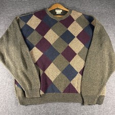 Vintage St John's Bay Sweater Pullover Men's Size XL Made in USA Argyle Grandpa