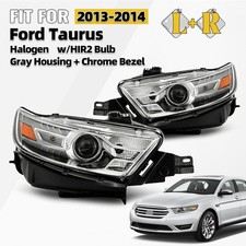 Halogen Headlight For 2013-2014 Ford Taurus Whir2 Bulb Gray Leftright Pair