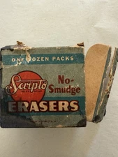 Vtg. 9 Boxes Scripto No Smudge Erasers For Pencil Numbers Starting With 7