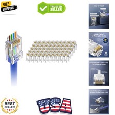 50-Pack Listed Cat6 RJ45 Pass Through Connector, 10Gbps Unshielded Ethernet ...