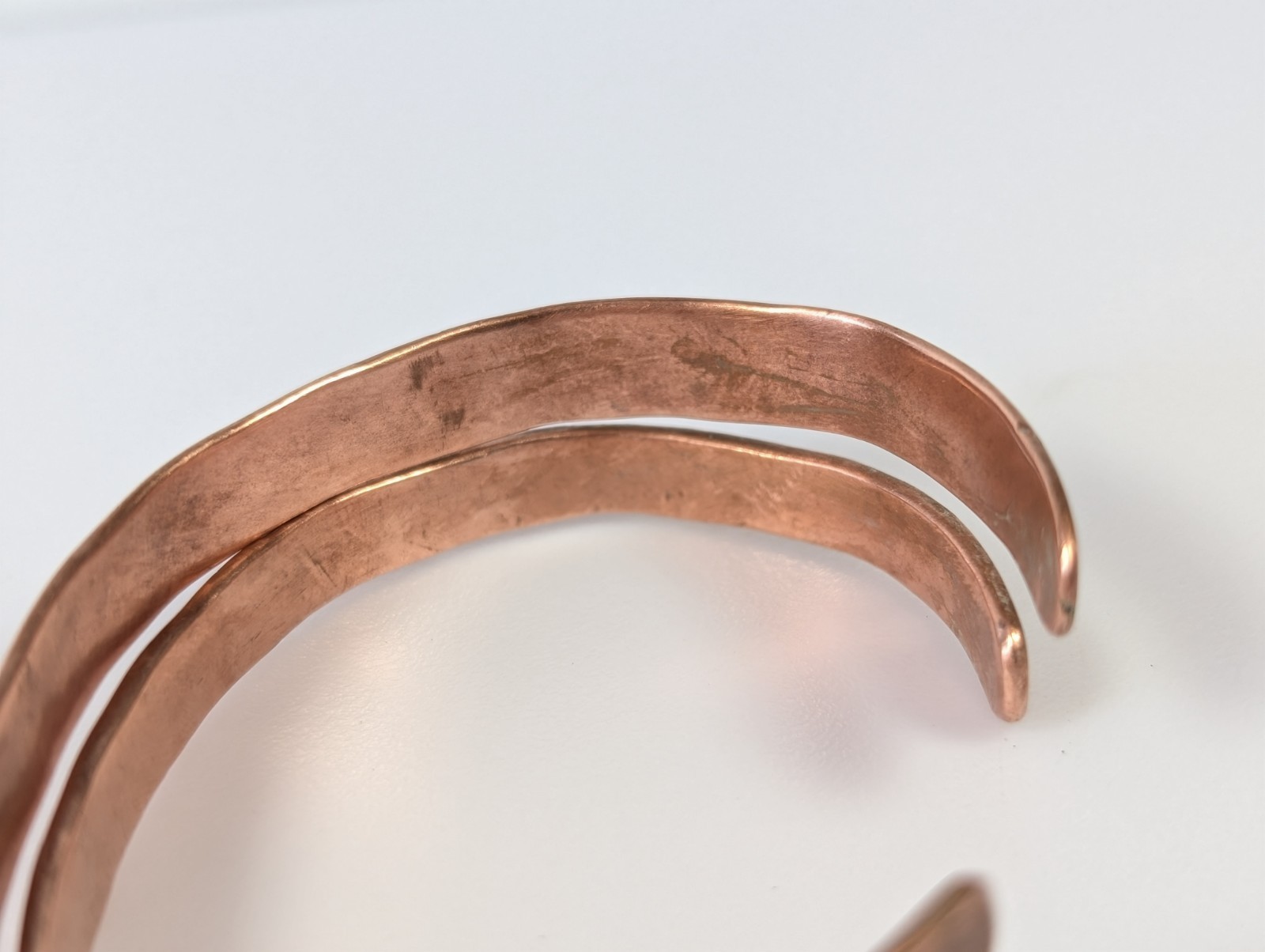 Vtg Solid Copper Handmade Plain Simple Smooth Ban… - image 9