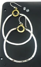 Silpada Sterling Silver Dynamic Duo Large Hoop Hammered Dangle Earrings 2.5"