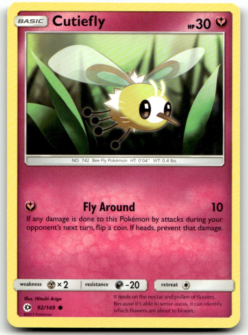 Cutiefly 92/149 Common SM Base Set Pokemon Moderately Played