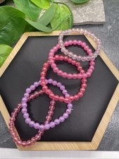 5 PC Child  s Kid Beaded Stackable 2  Diameter Plus Stretch Bracelet Set B165