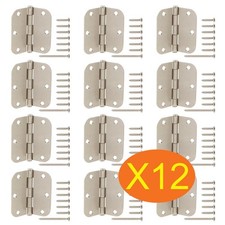 NEW Everbilt Squeak Free Door Hinges 3-1/2" x 5/8"Radius - Satin Nickel 12 PACK