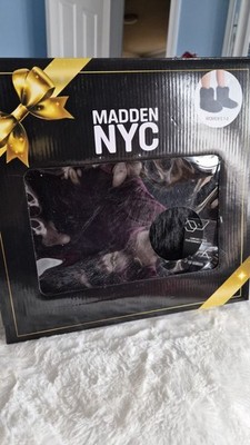 Madden NYC Black Faux Fur Winter Booties Women's Size 7-8