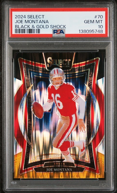 PSA 10 Joe Montana 2024 Select #70 Black & Gold Shock 49ers Color Match