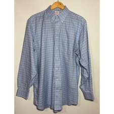 Brooks Brothers Madison Fit Non Iron Button Down Shirt Mens 16 1/2 35 Blue Check