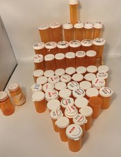 Lot of 56 Empty Amber Prescription Rx Pill Bottles Arts,crafts,Storage