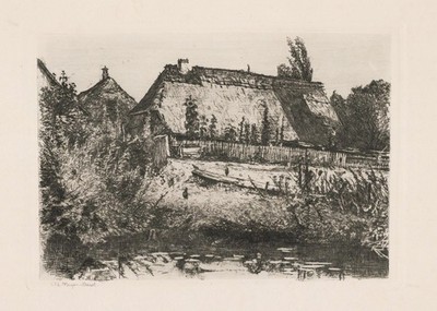 Carl Theodor Meyer-Basel - Dorfteich village pond Radierung etching
