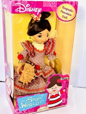 Disney 2006 Brass Key It s A Small World Spain Porcelain Doll 7.5in New Read