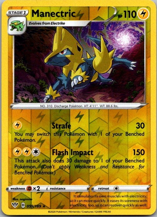 Manectric 059/189 Rare Darkness Ablaze Pokemon Reverse Holo Near Mint