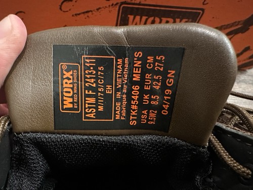 Worx by Red Wing Shoes Zinc 5406 Men’s Steel Toe Work Boots Size 9.5 W2 - Picture 7 of 8