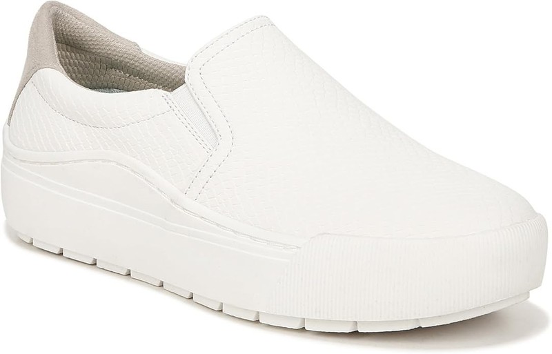 Dr Scholl’s Time Off Slip On Faux Leather Snakeskin Print White 6.5M with box