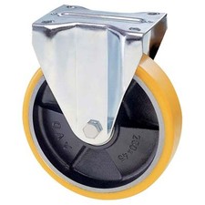 RUOTA A FORCELLA SU PIASTRA 22A AVO  A/ZINCR/POL.GIAL D/GHISA D.MM 100X25 P.M...