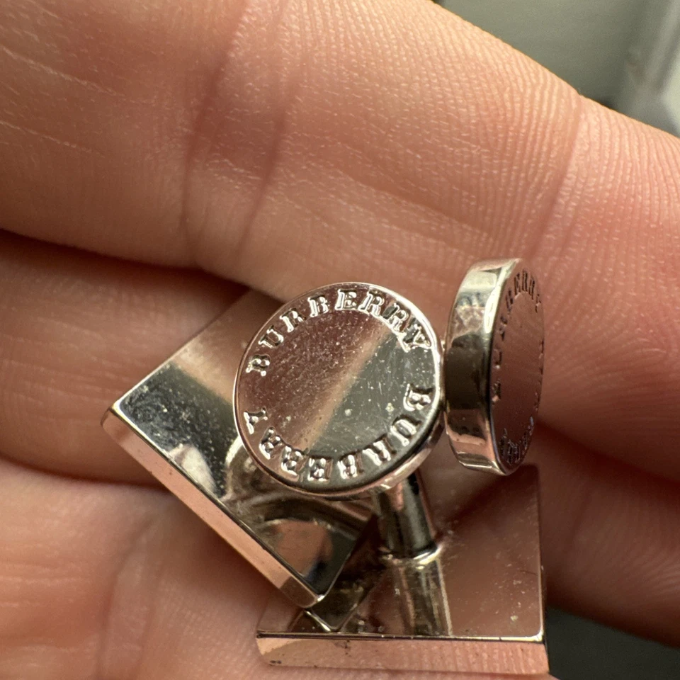 Gemelos a cuadros Burberrys London esmalte ámbar con caja original - logotipo vintage Foto 2 de 4