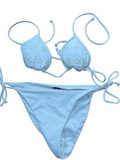 Victoria's Secret Women's Eyelet Bikini Set White size medium string bottom