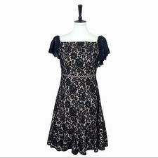J. Crew Cocktail Dress Black Nude Illusion Lace Off Shoulder NEW Women's Size 4