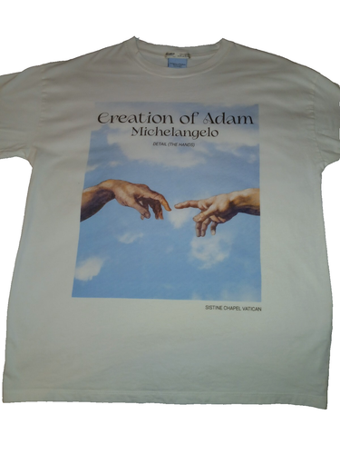 Vintage PULL & BEAR THE CREATION OF ADAM BY MICHELANGELO SHIRT Medium excellent