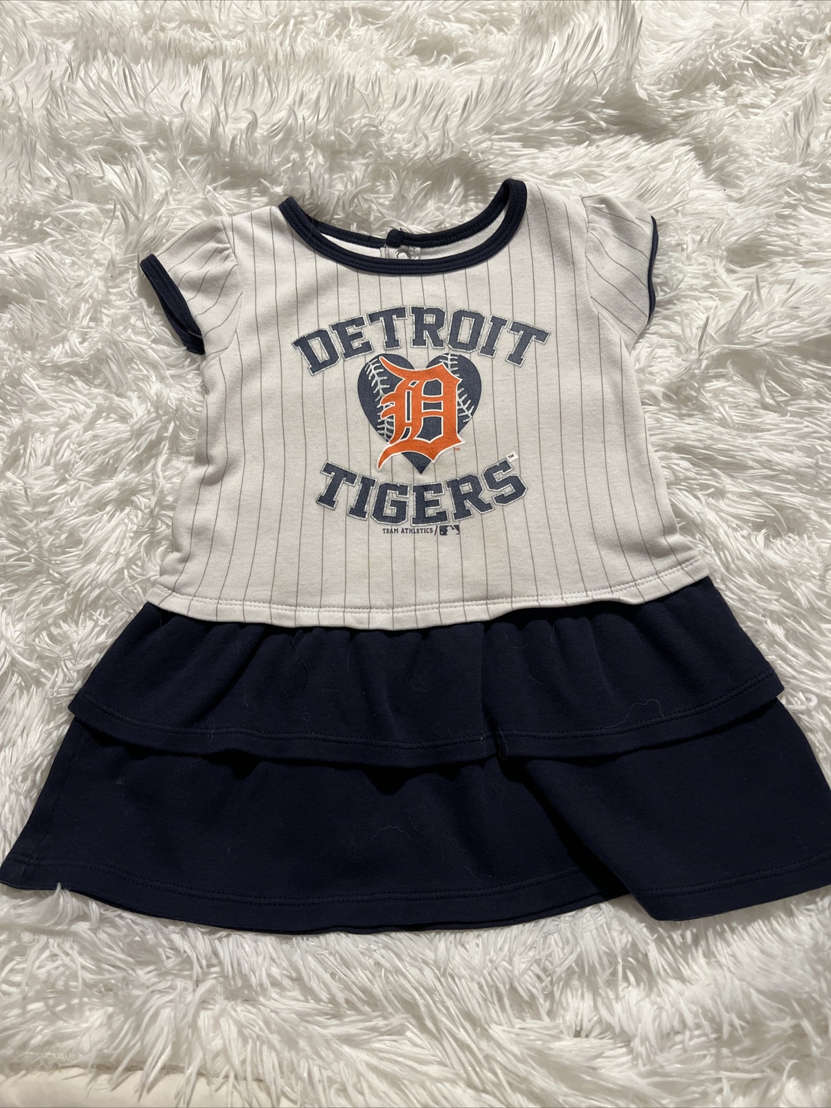 MLB Detroit Tigers Toddler Pinstriped Dress Size 2T Ruffle Sports Team