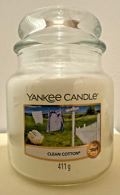 Yankee Candle Duft, Clean Cotton, Medium Jar, brennt bis zu 75 Std., NEU