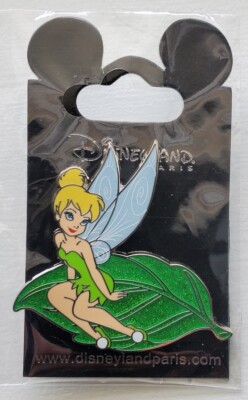 Disney DLP Tinker Bell Pin Sitting on Glitter Leaf DLRP Paris