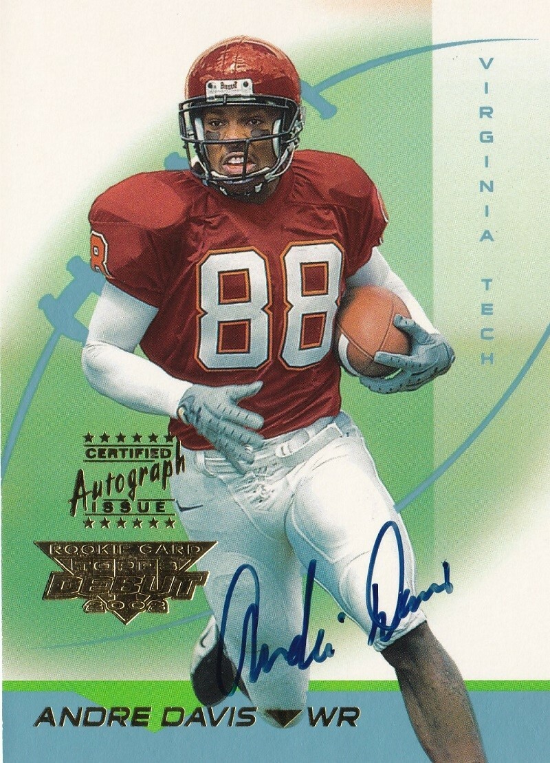 ANDRE DAVIS 2002 Topps Debut Football Autograph RC # 152 /1499 Va Tech NM - MT