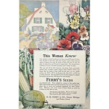 Original 1919 - FERRY'S SEEDS - D.M. Ferry & Co - Full-Page Color Print Ad