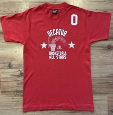 Vintage Decatur Jr. Basketball All Stars T-shirt Red Size M, Single Stitch USA