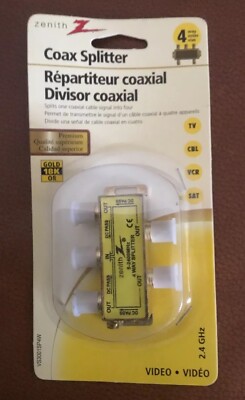 Zenith VS3001SP4W Coax Splitter 2400 MHz Gold