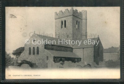 VINTAGE ST CADVAN'S CHRUCH TOWYN POSTKARTE VERSCHICKT