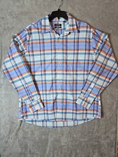 Chaps Men's Shirt Classic-Fit Button-Down Collar Long Sleeve Blue/Orange Plaid