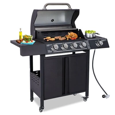 MAGIC UNION 4-Burner Propane Gas Grill, 50,000 BTU Outdoor Cart BBQ Grill with Side Burner