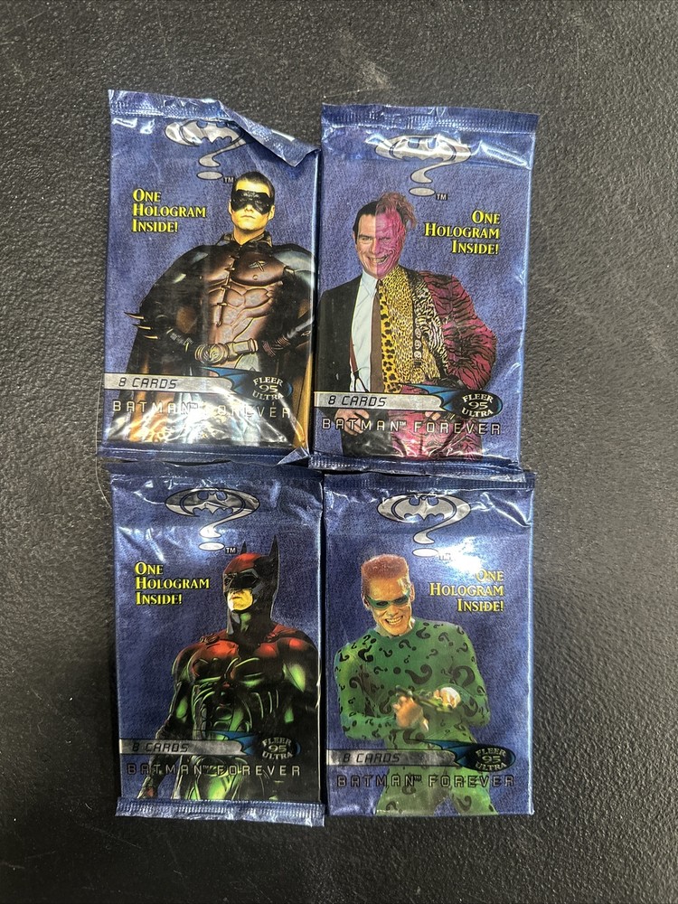 Batman Forever Trading Cards x 4 sealed packs! New 1995 Fleer Ultra