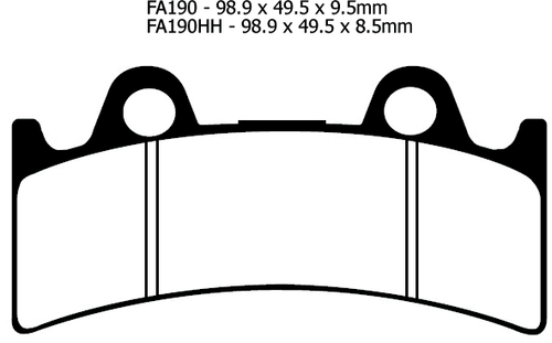 EBC/FA190HH Sintered Brake Pads (Front) for Yamaha YZF750 R/SP, FZR1000RU EXUP - Picture 2 of 2