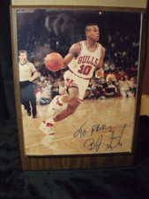 B J. ARMSTRONG SIGNED 8x10 PHOTO BASKETBALL GREAT AUTOGRAPH AUTHENTIC WOOD PLACK
