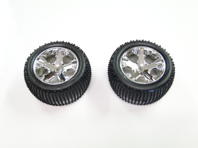 NEW TRAXXAS RUSTLER Wheels & Tires Rear CHROME VXL RUE14C