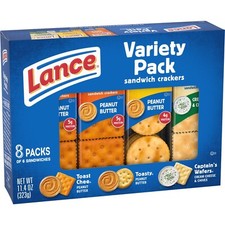 Lance VARIETY 1 Pack Sandwich Crackers 8 Packets Captain's Wafers Cream Ch, PB