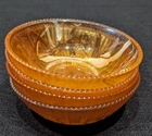 Set Of 4 Vintage Jeanette Carnival Glass Iris & Herringbone Marigold Berry Bowl.