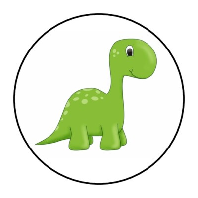 30 Cute Dinosaur Envelope Seals Labels Stickers 1.5'' Round Green