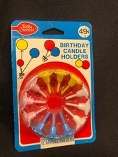 Vintage Birthday Birthday Cake Cupcake Candle Holders 12 Pc.NOS Betty Crocker
