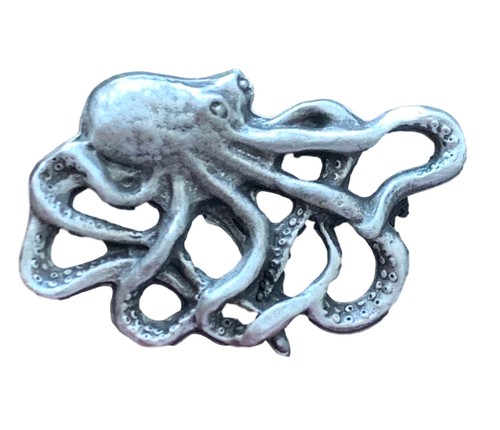 Personalised Gift Box & Hand Made Octopus Pewter Pin Badge ENGRAVED FREE - Picture 2 of 8