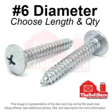 #6 Phillips Truss Head Self Tapping Sheet Metal Screws Zinc (Pick Length & Qty)