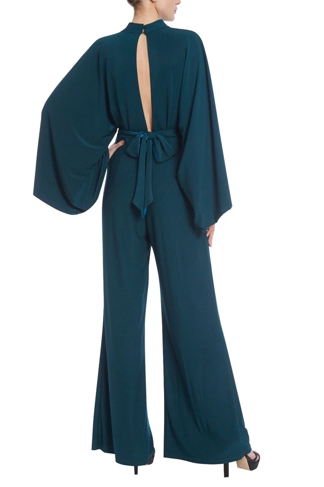 BADGLEY MISCHKA 模拟领带连身裤 4 码绿色长袖和服袖 — 第 2/3 张图片