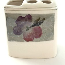 Ceramic Toothbrush Holder With Floral Design