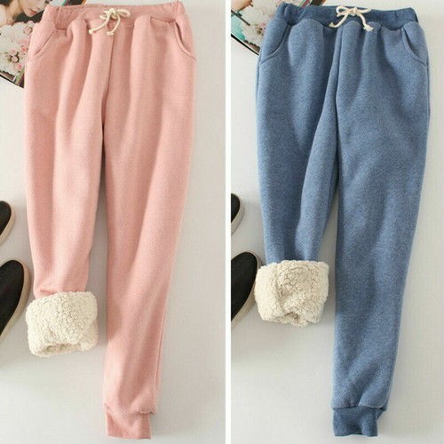 Women Sherpa Harem Pants Fleece Lined Trousers Winter Warm Casual Thick - Picture 4 of 21