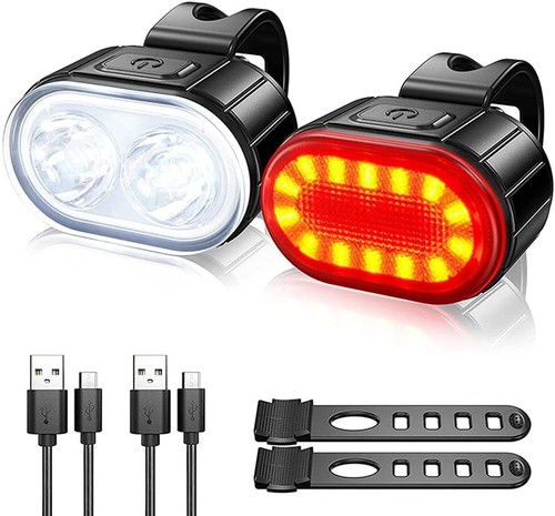 LED USB Fahrrad Licht Set Beleuchtung Set AKKU Scheinwerfer Rücklicht Lampe - Bild 14 von 15