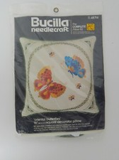 Bucilla Needlecraft The Complete Pillow Kit "Oriental butterflies" Made in USA