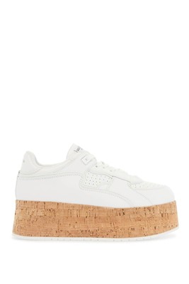 Valentino Garavani Sneaker Cork Sole And White Leather Perforated Details