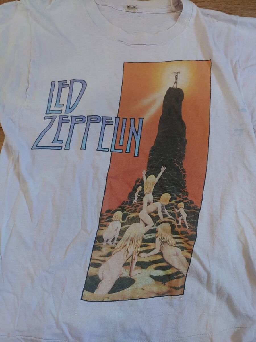 Vintage 80s Led Zeppelin Houses of the Holy Distressed T Shirt 1988 Screen  Stars